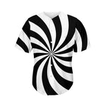 Black And White Swirl Print Men's Baseball Jersey