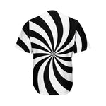 Black And White Swirl Print Men's Baseball Jersey