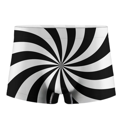 Black And White Swirl Print Men's Boxer Briefs