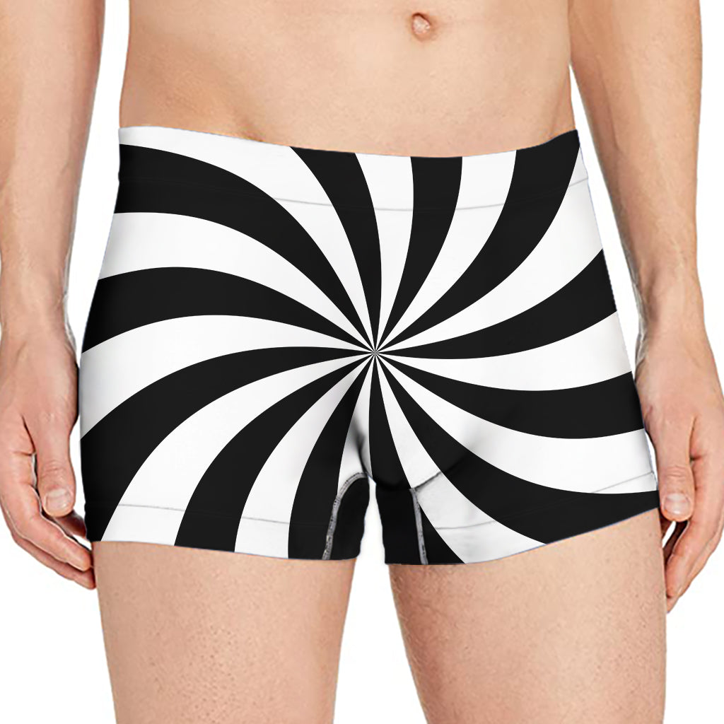 Black And White Swirl Print Men's Boxer Briefs