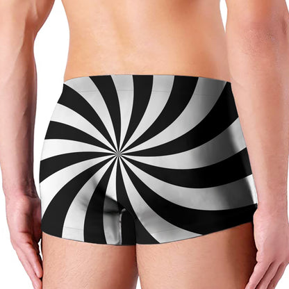 Black And White Swirl Print Men's Boxer Briefs