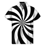Black And White Swirl Print Men's Short Sleeve Shirt