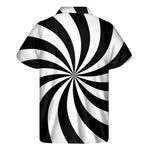Black And White Swirl Print Men's Short Sleeve Shirt