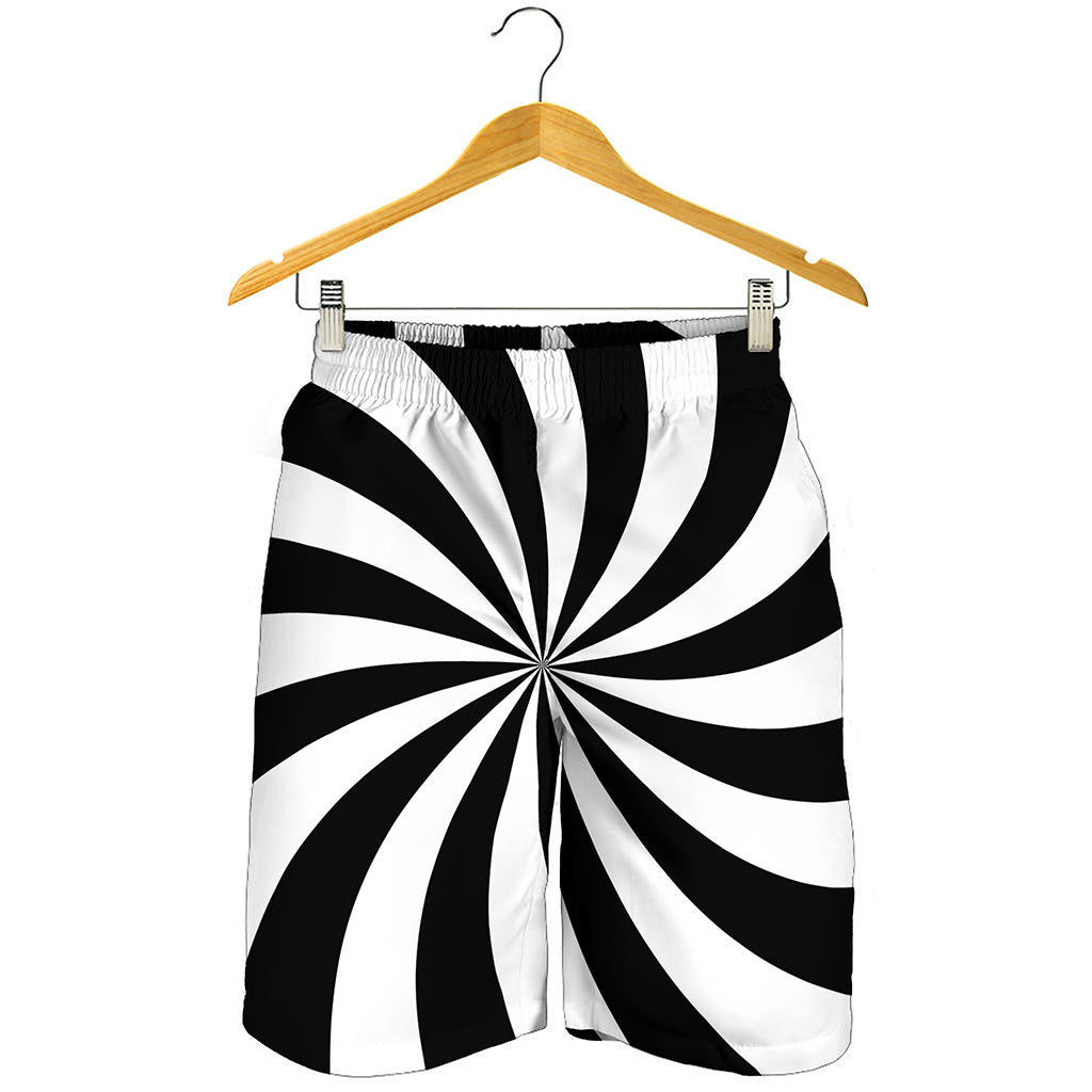 Black And White Swirl Print Men's Shorts
