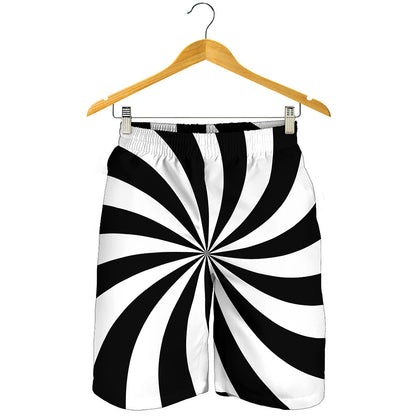 Black And White Swirl Print Men's Shorts