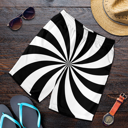 Black And White Swirl Print Men's Shorts