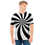 Black And White Swirl Print Men's T-Shirt