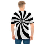 Black And White Swirl Print Men's T-Shirt