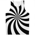 Black And White Swirl Print Men's Tank Top