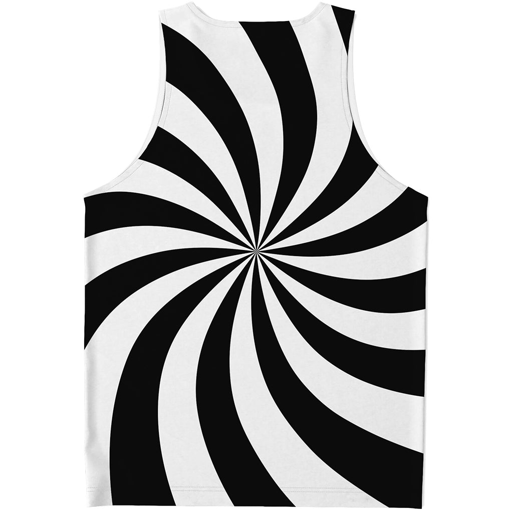 Black And White Swirl Print Men's Tank Top