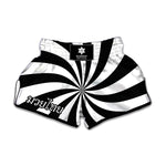 Black And White Swirl Print Muay Thai Boxing Shorts