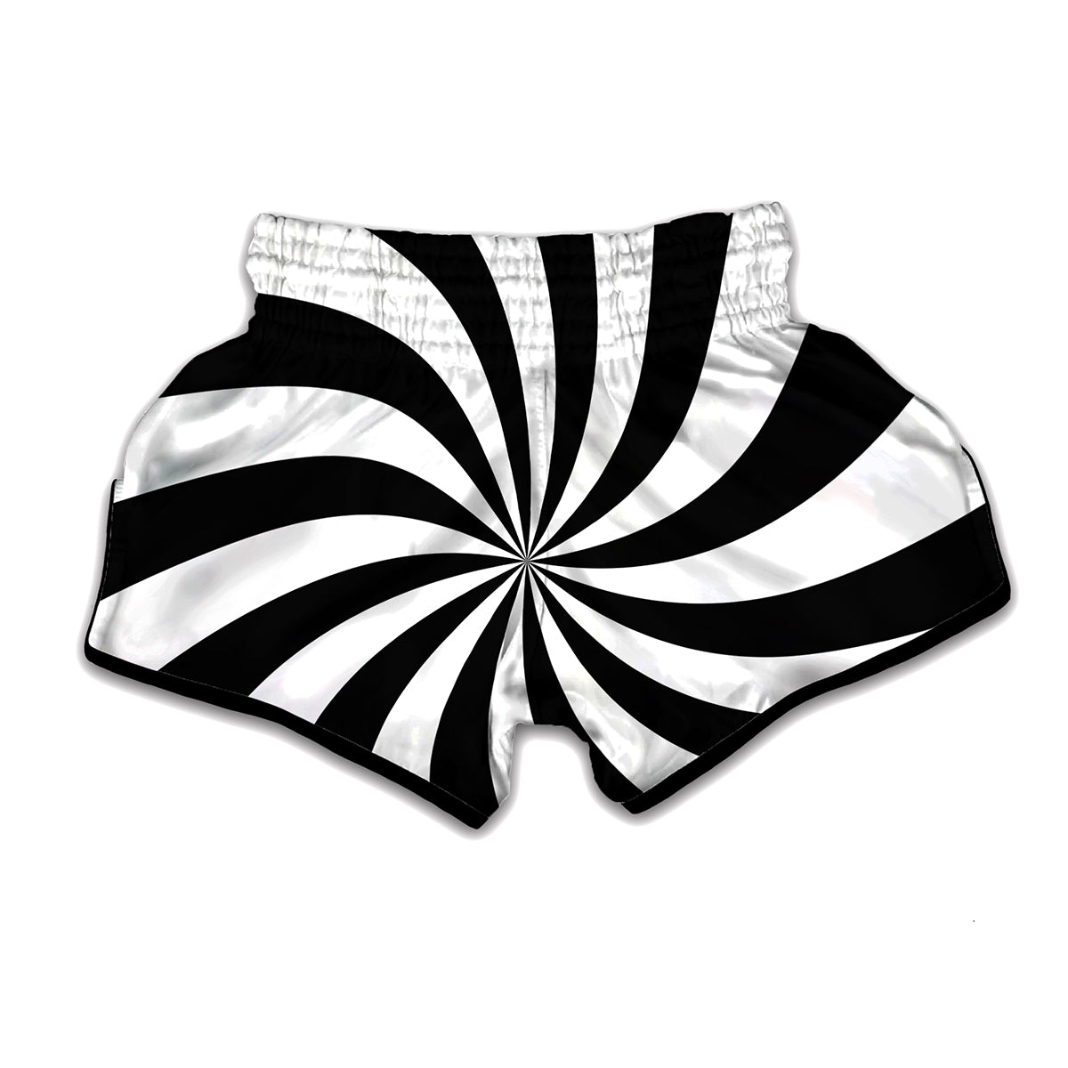 Black And White Swirl Print Muay Thai Boxing Shorts