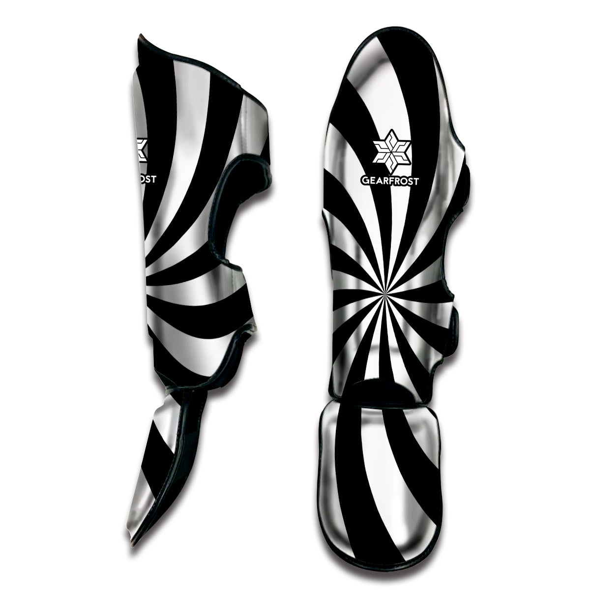 Black And White Swirl Print Muay Thai Shin Guard