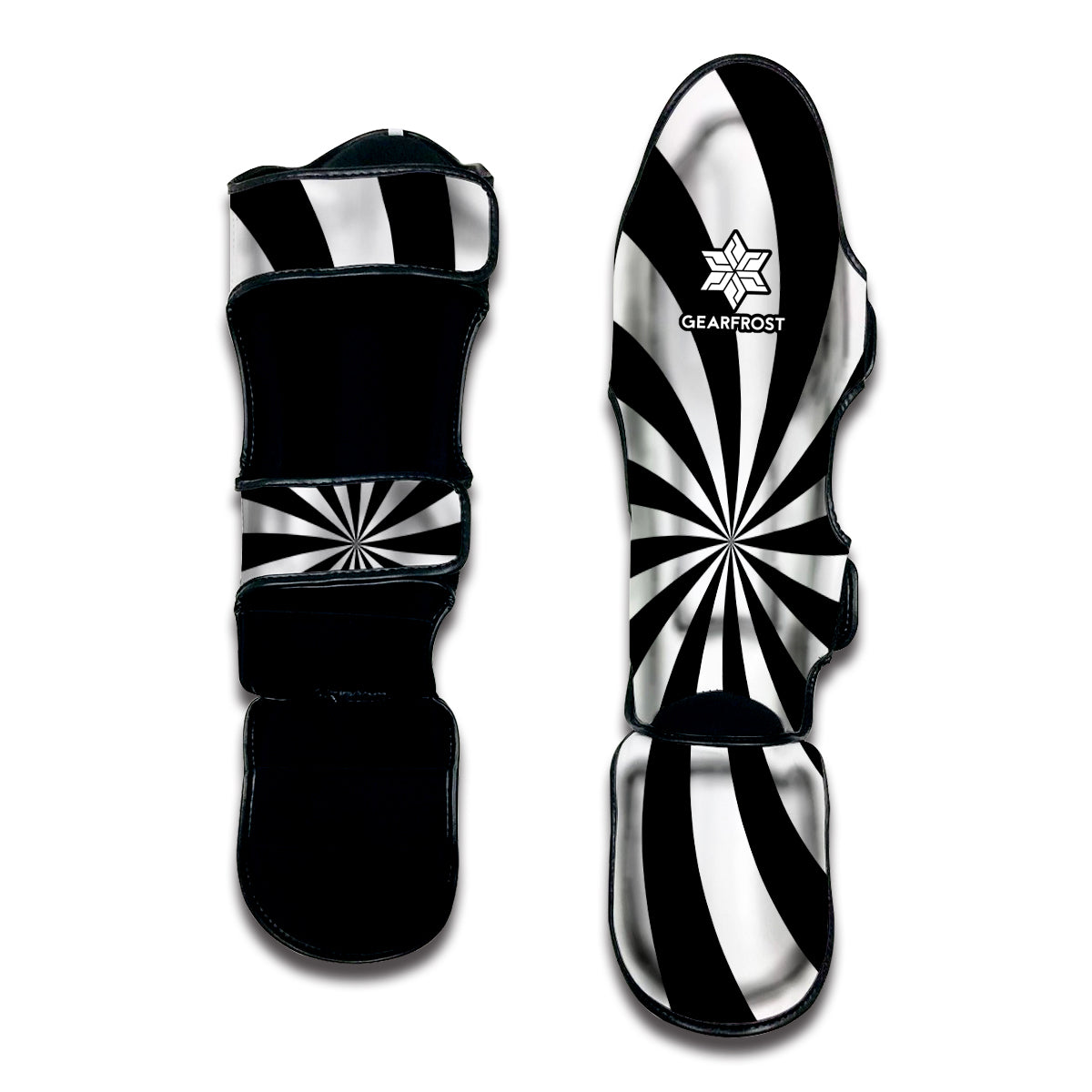 Black And White Swirl Print Muay Thai Shin Guard