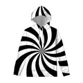 Black And White Swirl Print Pullover Hoodie