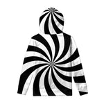 Black And White Swirl Print Pullover Hoodie