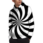 Black And White Swirl Print Pullover Hoodie