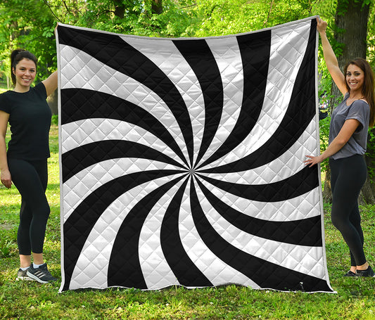 Black And White Swirl Print Quilt