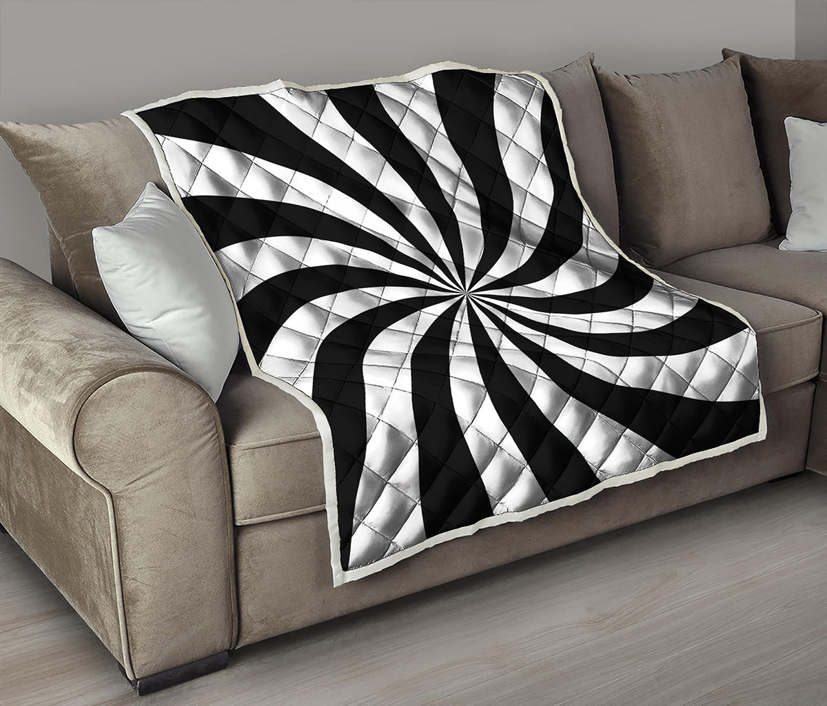 Black And White Swirl Print Quilt