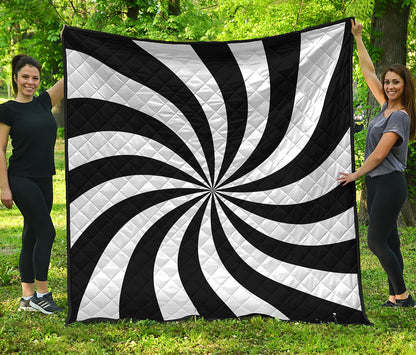 Black And White Swirl Print Quilt