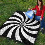 Black And White Swirl Print Quilt