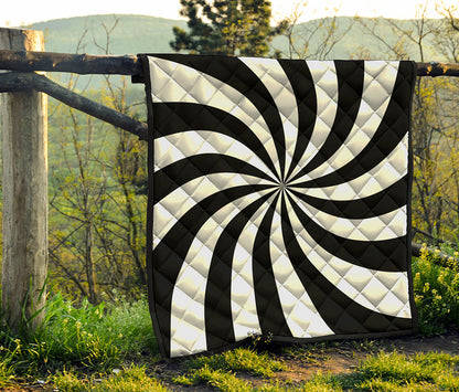 Black And White Swirl Print Quilt