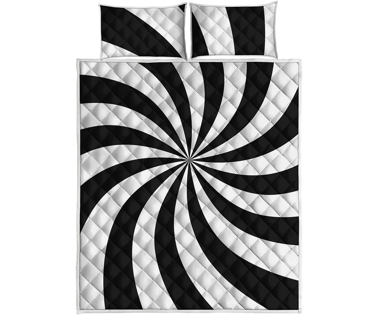 Black And White Swirl Print Quilt Bed Set