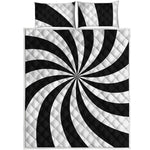 Black And White Swirl Print Quilt Bed Set