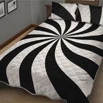 Black And White Swirl Print Quilt Bed Set