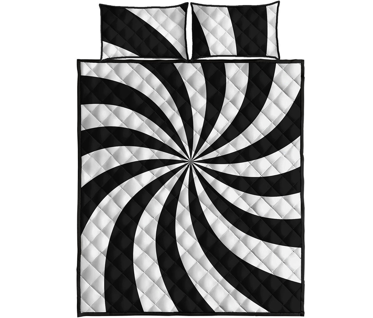 Black And White Swirl Print Quilt Bed Set