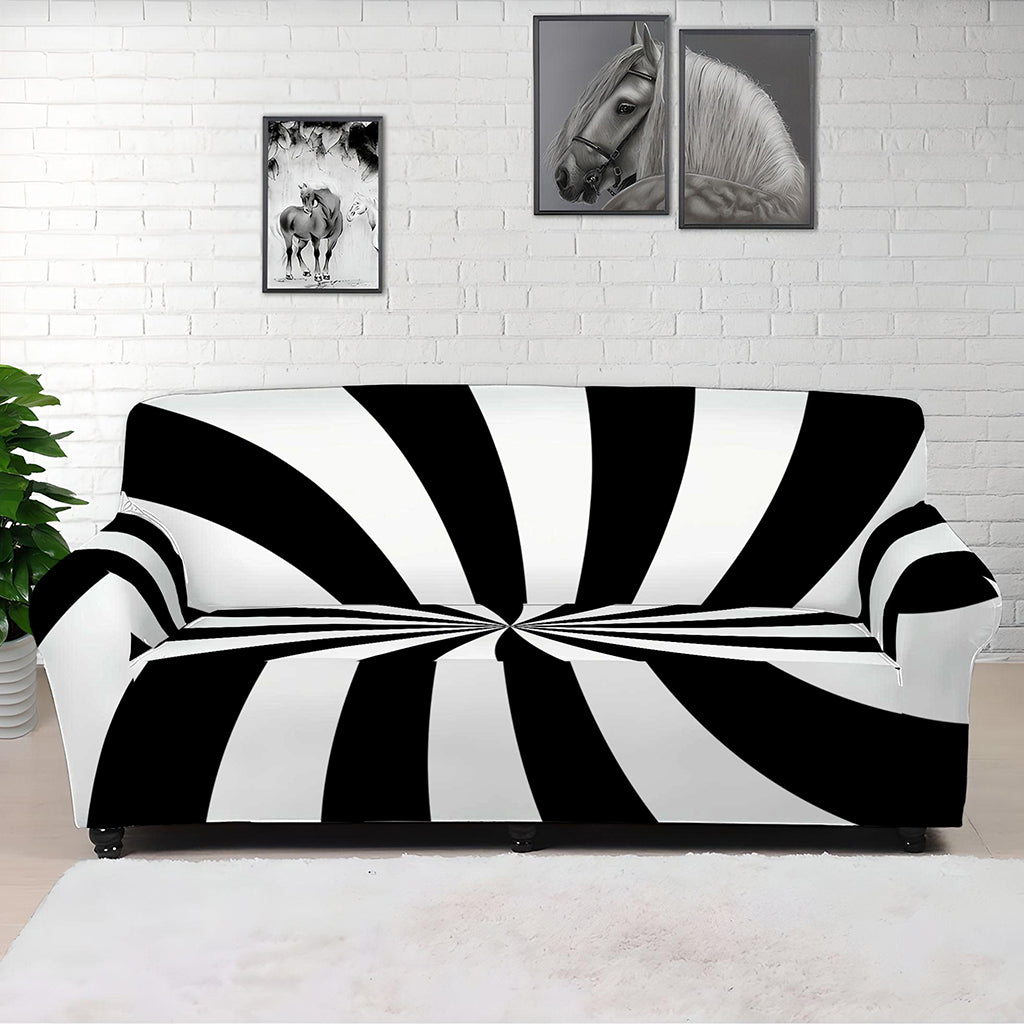 Black And White Swirl Print Sofa Cover