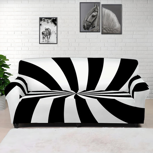Black And White Swirl Print Sofa Cover