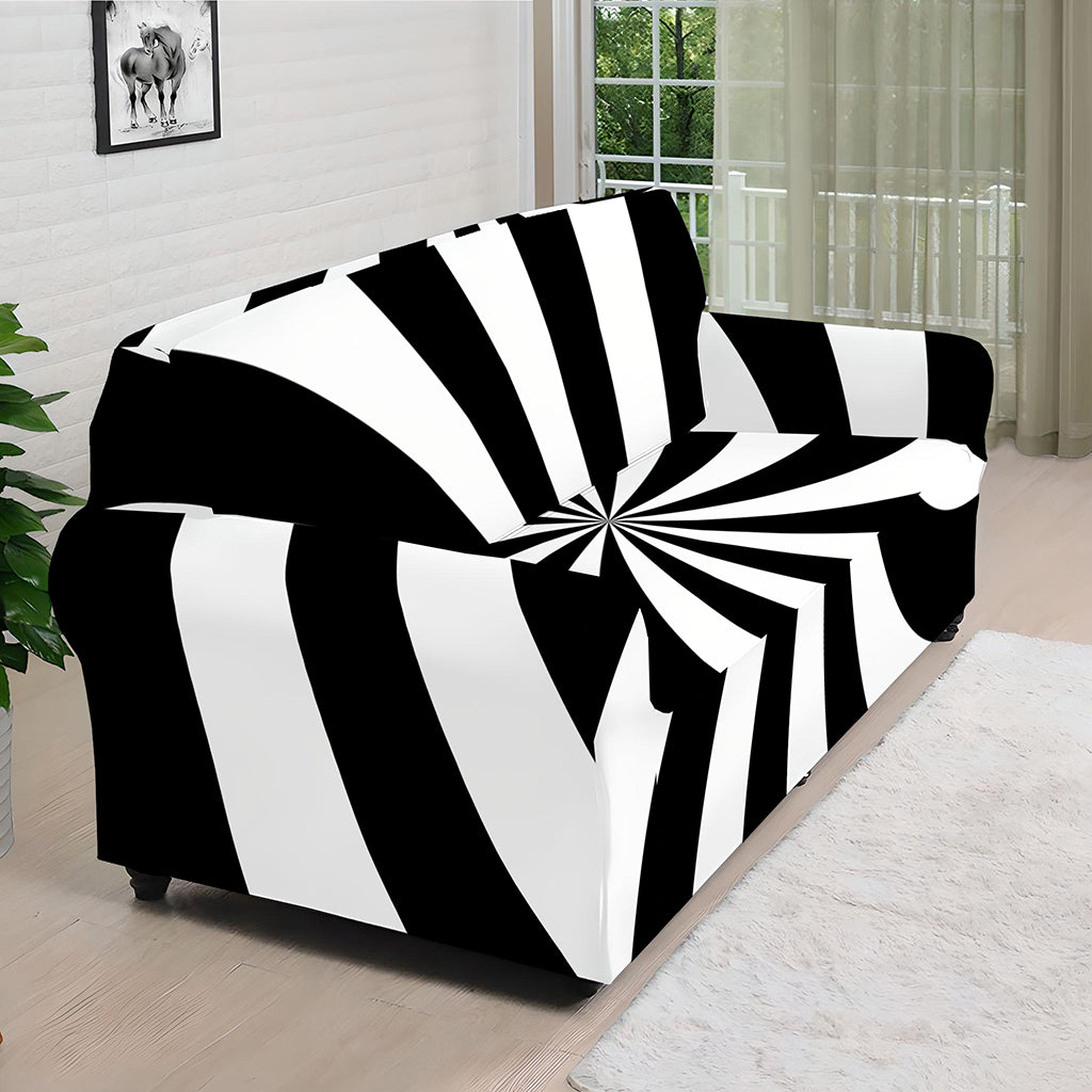 Black And White Swirl Print Sofa Cover