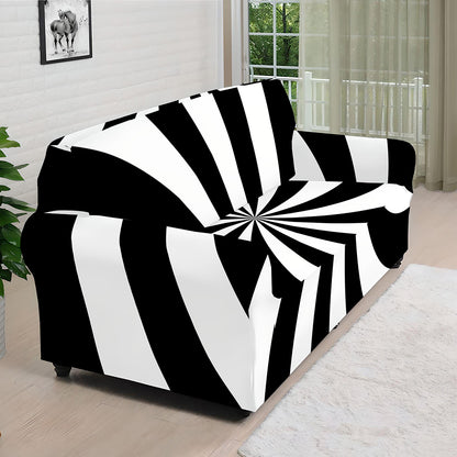 Black And White Swirl Print Sofa Cover