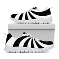 Black And White Swirl Print White Running Shoes