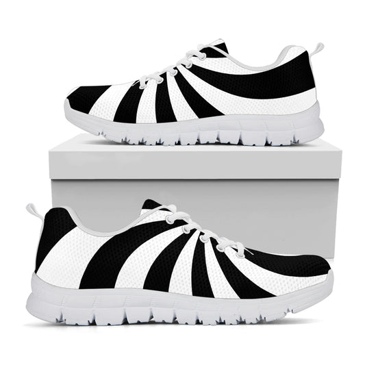 Black And White Swirl Print White Sneakers