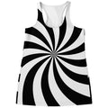 Black And White Swirl Print Women's Racerback Tank Top