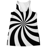 Black And White Swirl Print Women's Racerback Tank Top