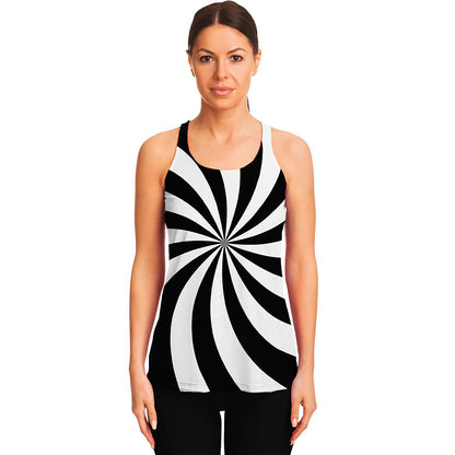 Black And White Swirl Print Women's Racerback Tank Top