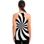 Black And White Swirl Print Women's Racerback Tank Top