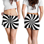 Black And White Swirl Print Women's Shorts