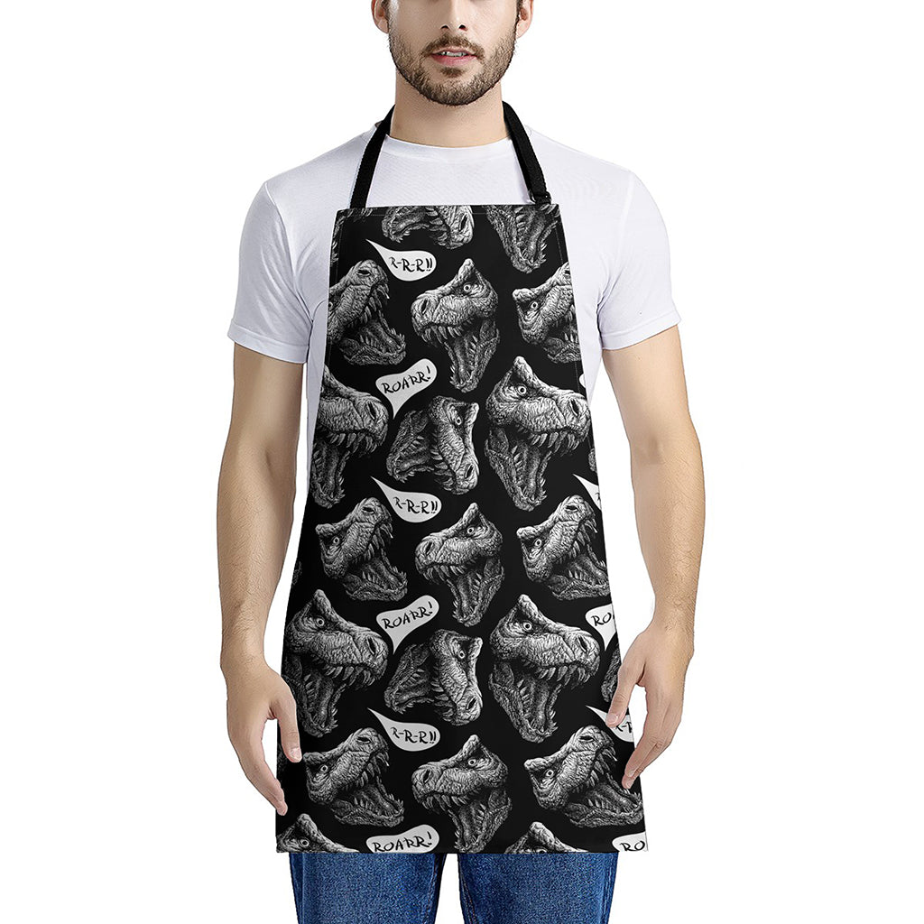 Black And White T-Rex Dinosaur Print Apron