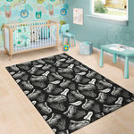 Black And White T-Rex Dinosaur Print Area Rug