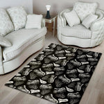 Black And White T-Rex Dinosaur Print Area Rug