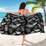 Black And White T-Rex Dinosaur Print Beach Sarong Wrap