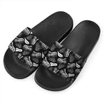 Black And White T-Rex Dinosaur Print Black Slide Sandals