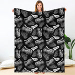 Black And White T-Rex Dinosaur Print Blanket