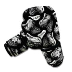 Black And White T-Rex Dinosaur Print Boxing Gloves