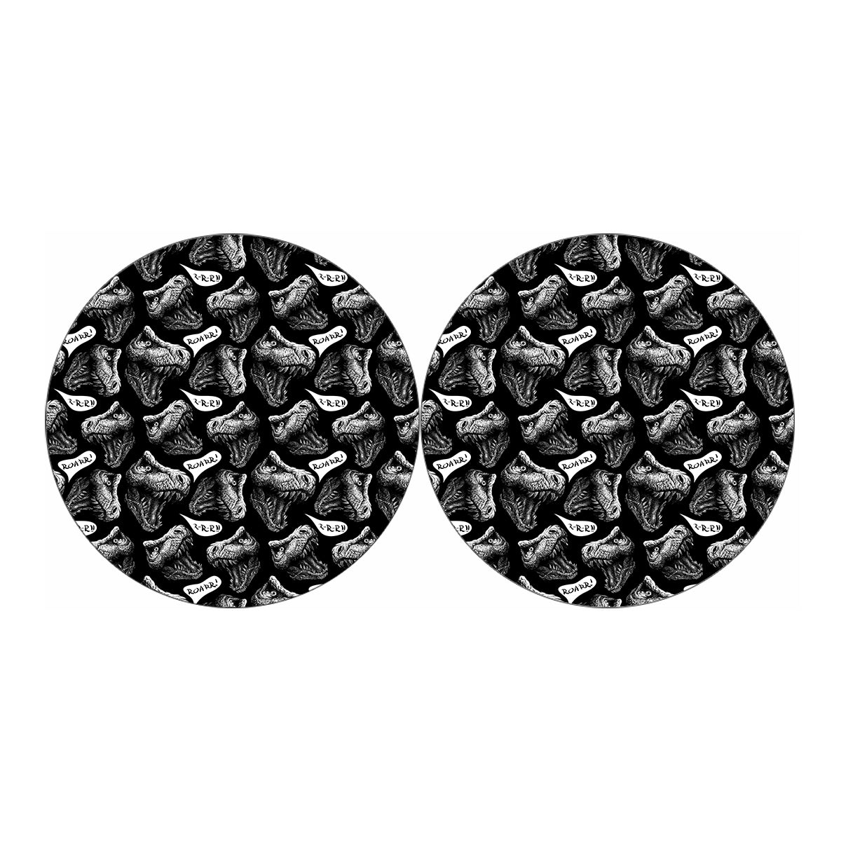 Black And White T-Rex Dinosaur Print Car Coasters