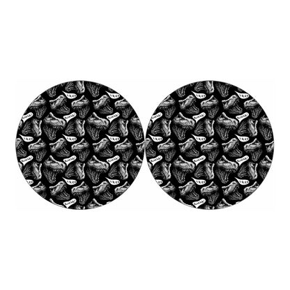 Black And White T-Rex Dinosaur Print Car Coasters